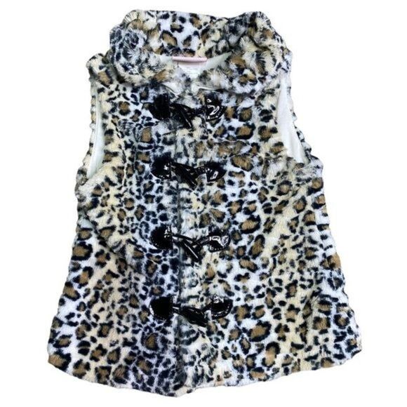 Plush Vest Little Lass Girls Size 4T Cheetah Print - Picture 1 of 3